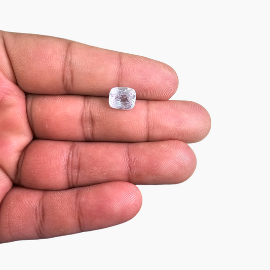 Natural White Sapphire Stone 3.97 Carats Cushion Shape