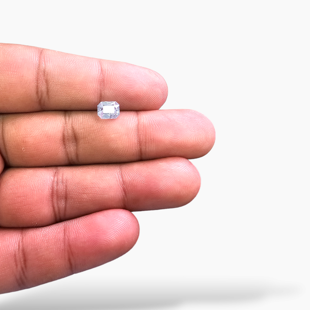 Natural White Sapphire Stone 1.55 Carats Emerald CutNatural White Sapphire Stone 1.55 Carats Emerald Cut