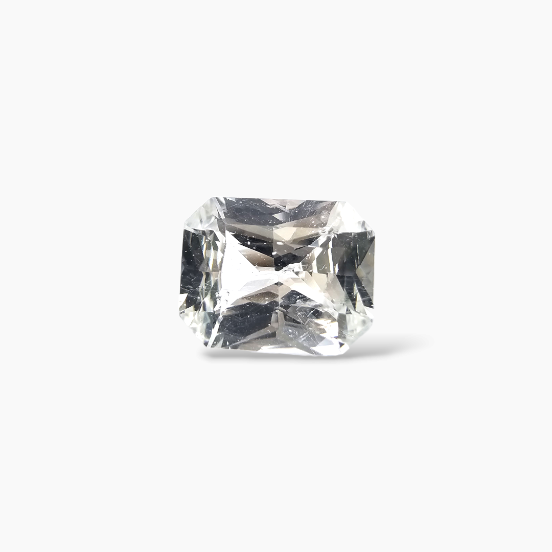 Natural White Sapphire Stone 2.63 Carats Emerald Cut