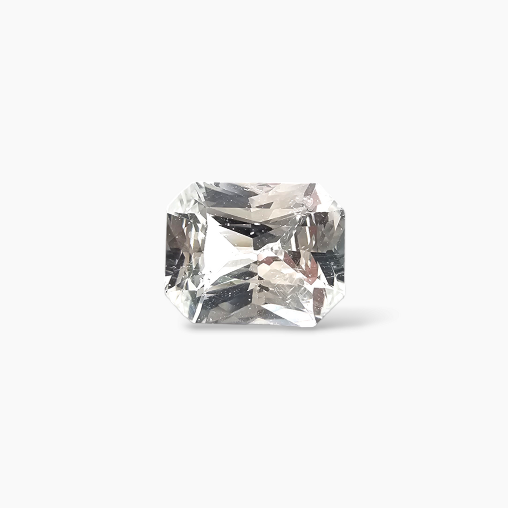 Natural White Sapphire Stone 2.63 Carats Emerald Cut