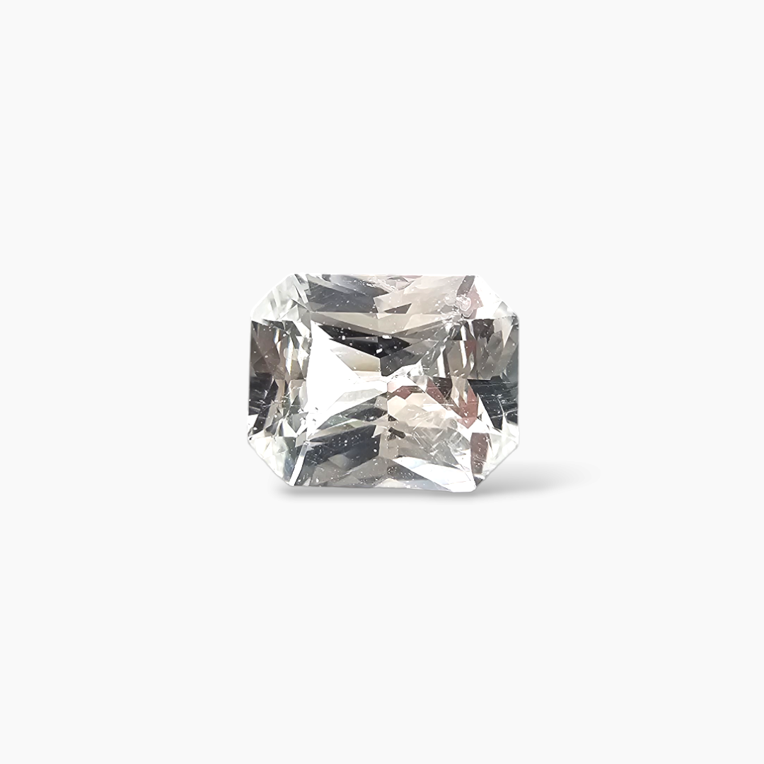 Natural White Sapphire Stone 2.63 Carats Emerald Cut