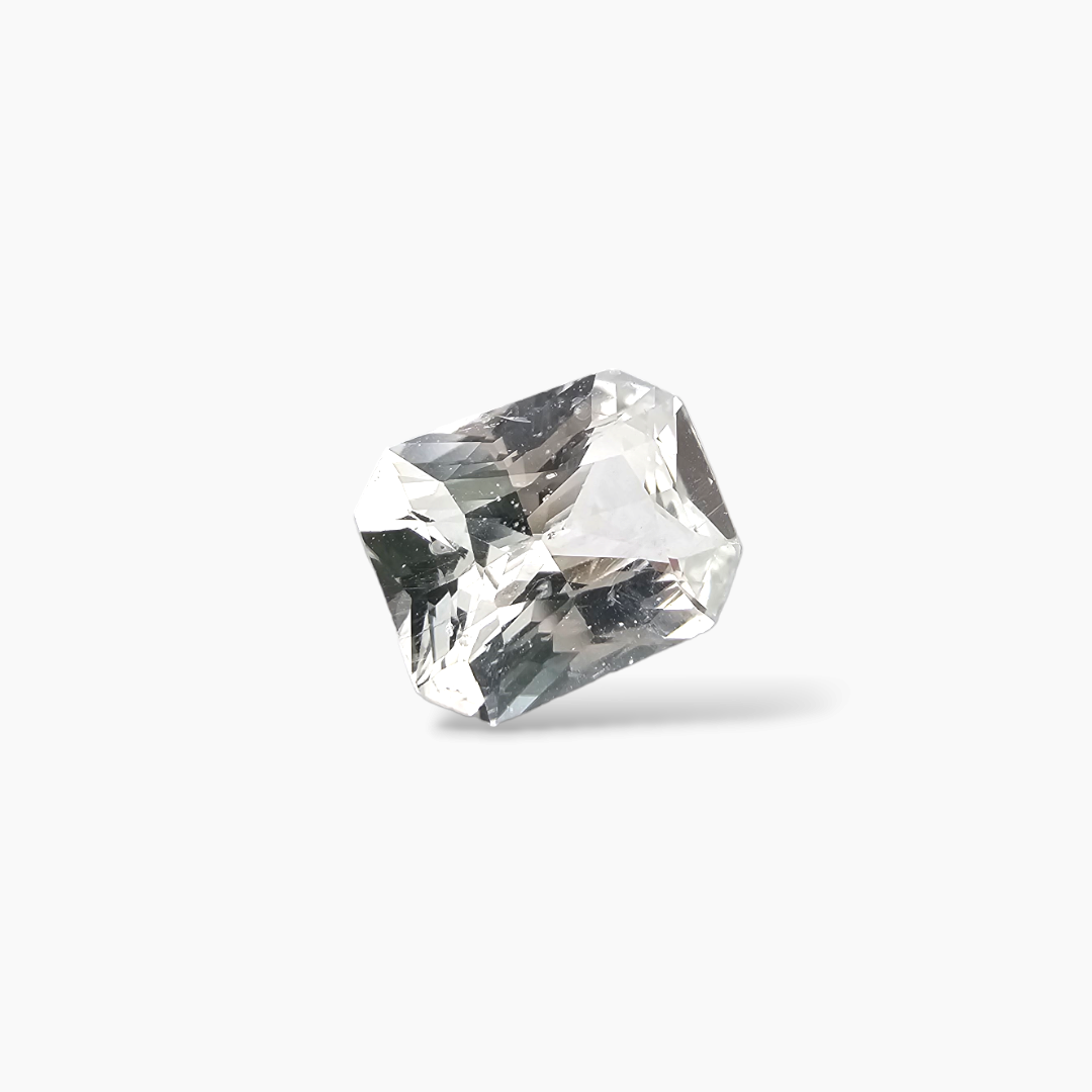 Natural White Sapphire Stone 2.63 Carats Emerald Cut
