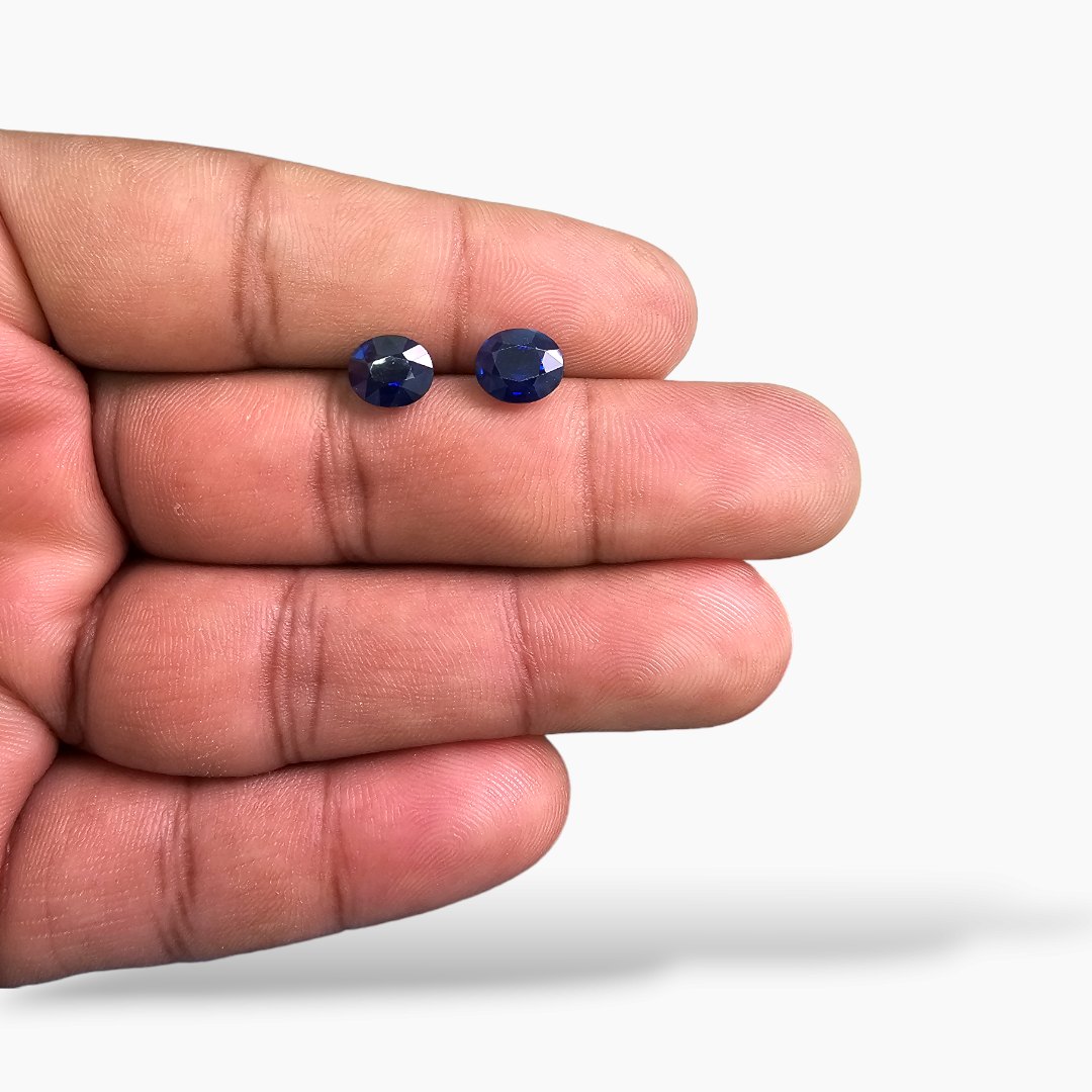 Natural Blue Sapphire Stone 4.15 Carats Oval Pair