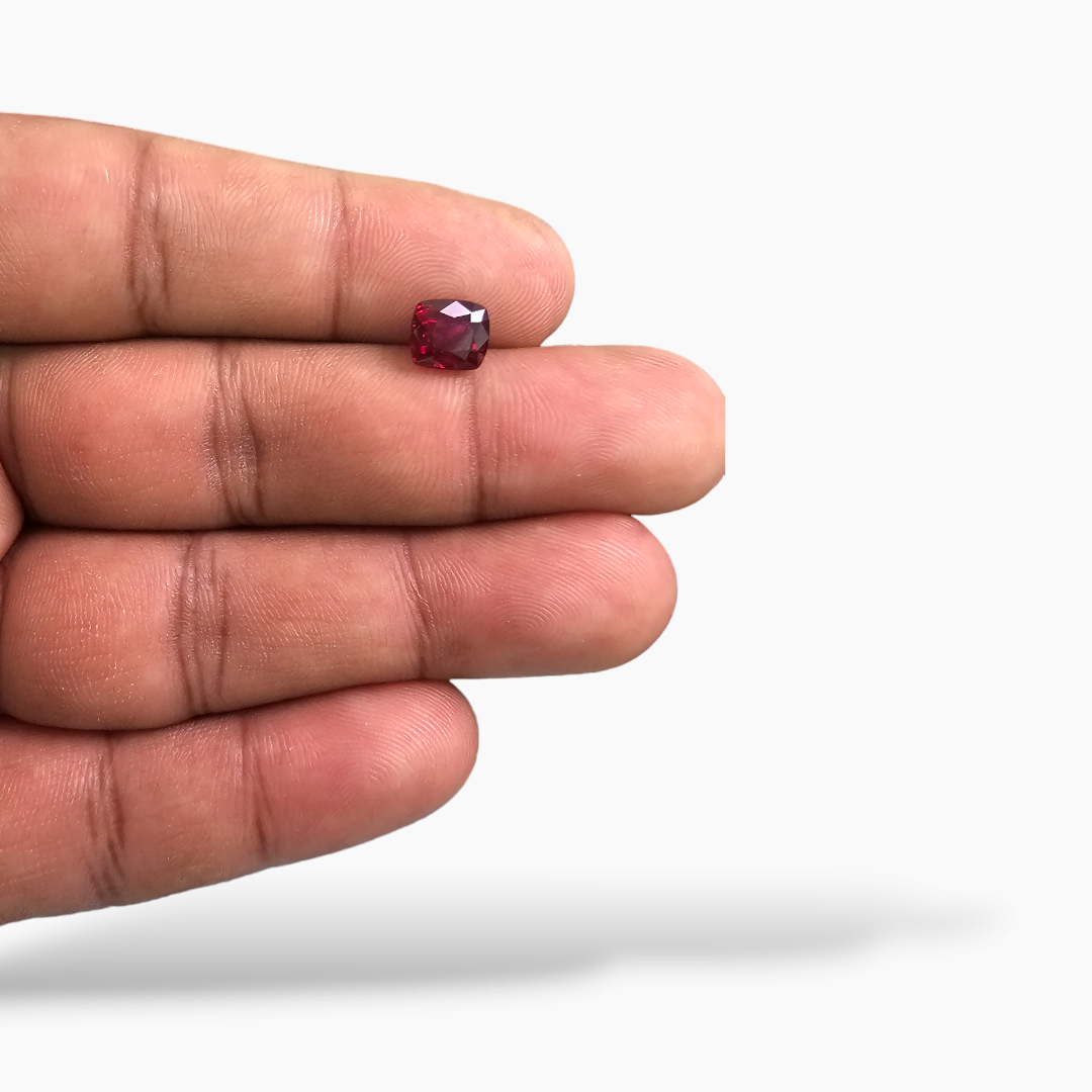 Natural Mozambique Ruby Manik Stone 2.18 Carats Cushion Shape 6.80 x 6.23 x 4.80 mm