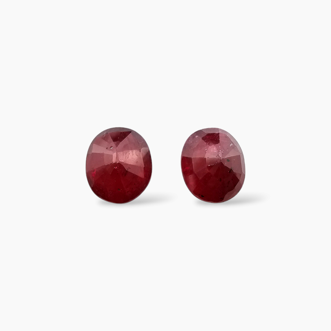loose Natural Mozambique Ruby Manik Pair Stone 2.90 Carats Oval Shape 