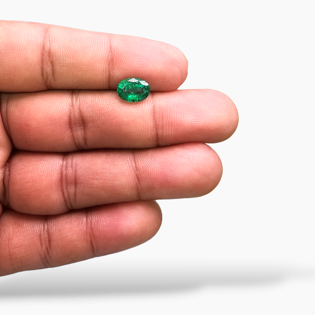 Natural Zambian Emerald Stone 1.66 Carats Oval Cut 9.2 x 7 mm