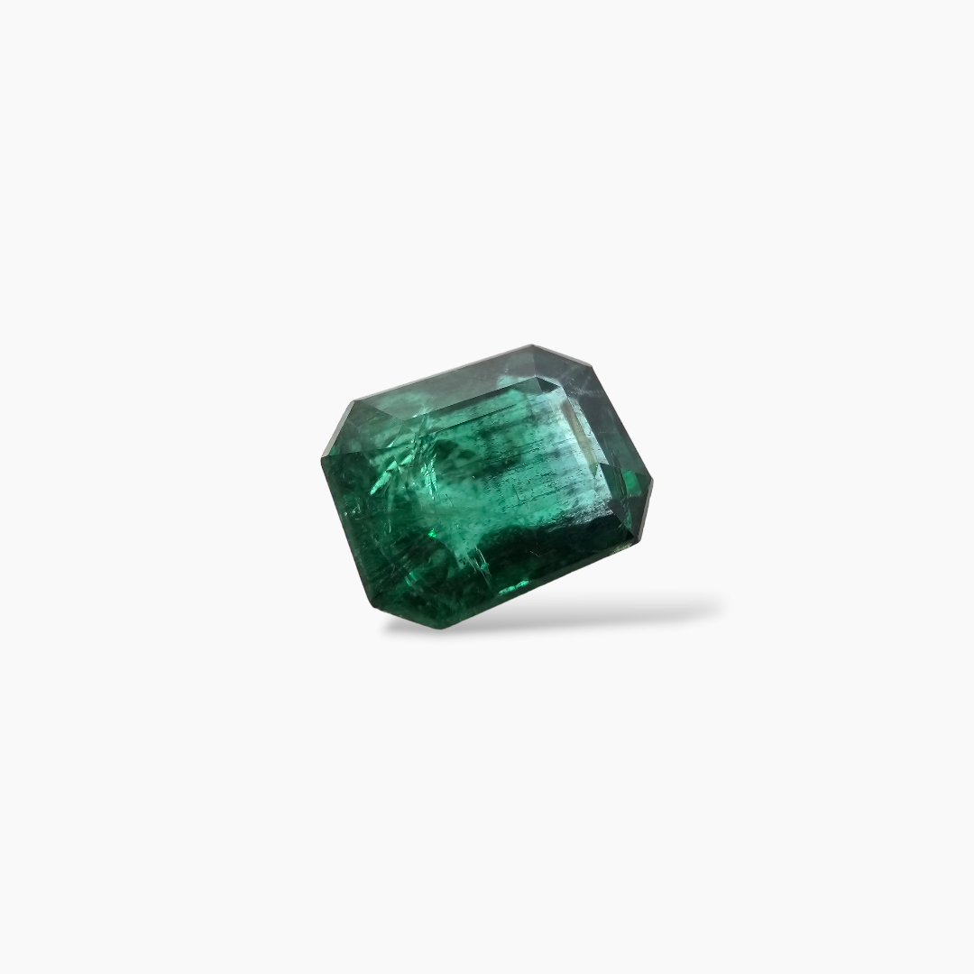 loose Natural Zambian Emerald Stone 3.74 Carats Emerald Cut 10 x 7.6 mm