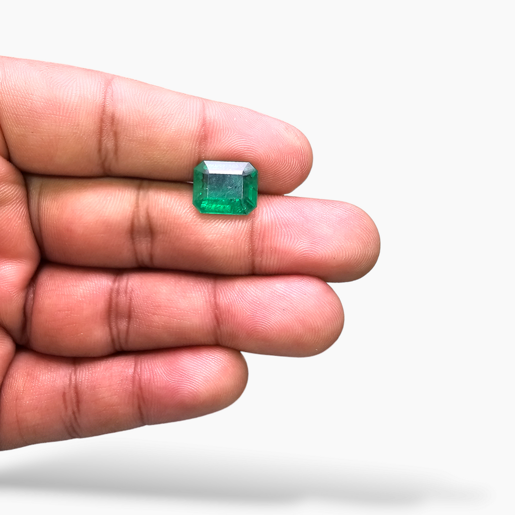 Natural Zambian Emerald Stone 6.19 Carats Emerald Cut 11.89 x 10.00 x 6.44 mm