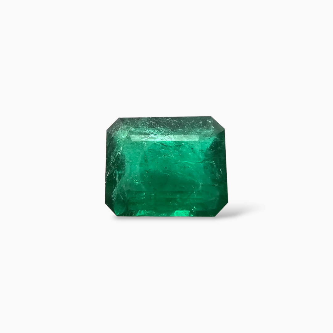 loose Natural Zambian Emerald Stone 9.51 Carats Emerald Cut 14.17 x 11.61 x 7.13 mm