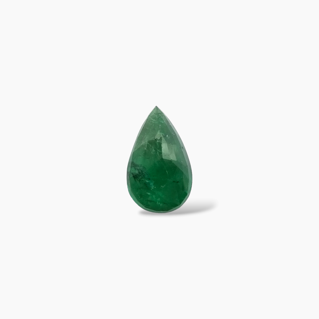loose Natural Zambian Emerald Stone 8.13 Carats Pear Cut 17.51 x 10.73 x 6.81 mm