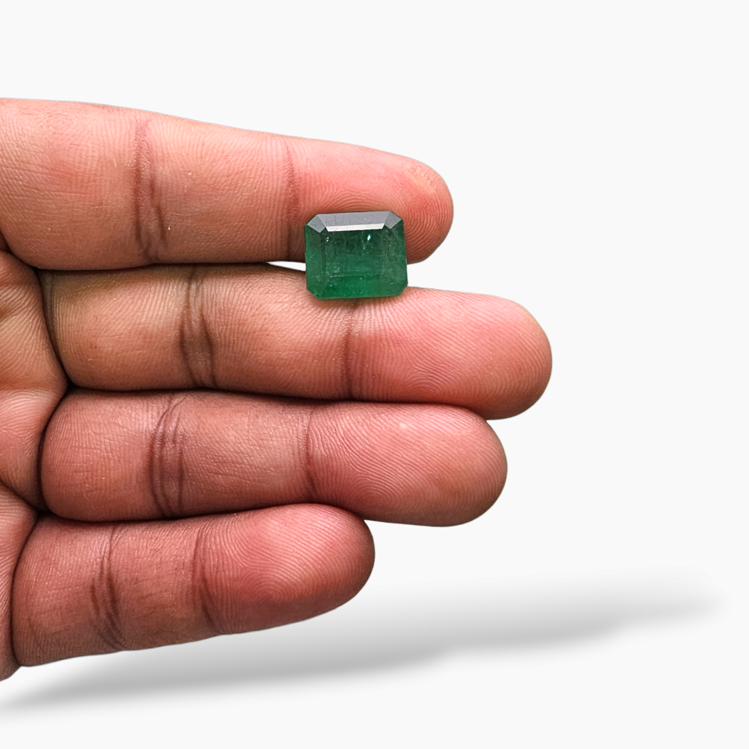 Natural Zambian Emerald Stone 8.41 Carats Emerald Cut 12.6 x 10.8  mm