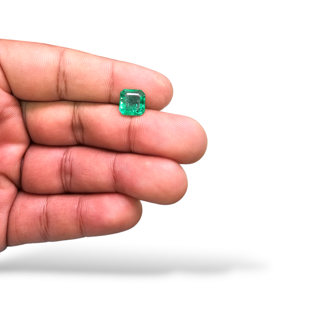 Natural Zambian Emerald Stone 2.98 Carats Emerald Cut 9 x 8.8  mm