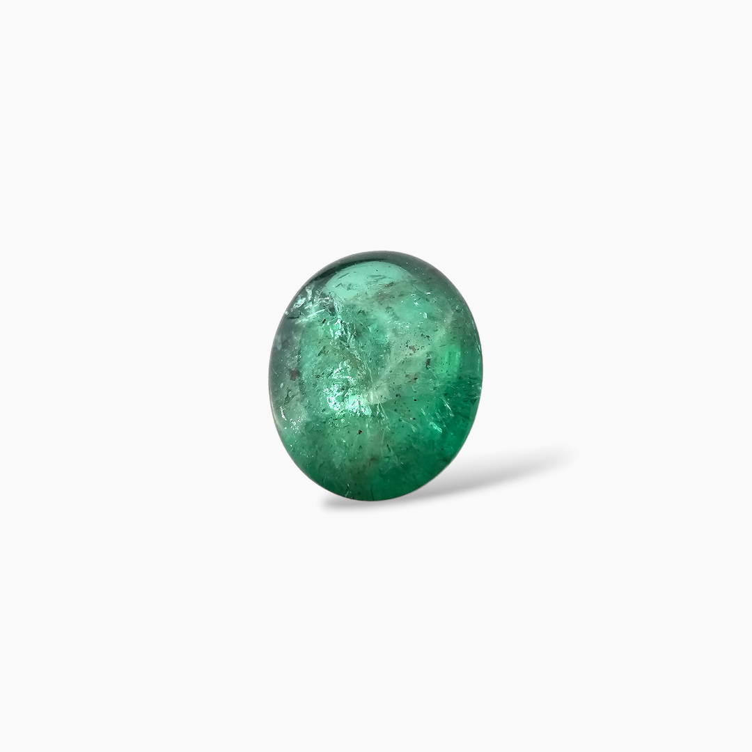 loose Natural Zambian Emerald Stone 10.65 Carats Oval Cabochon 15.8 x 12.6 mm