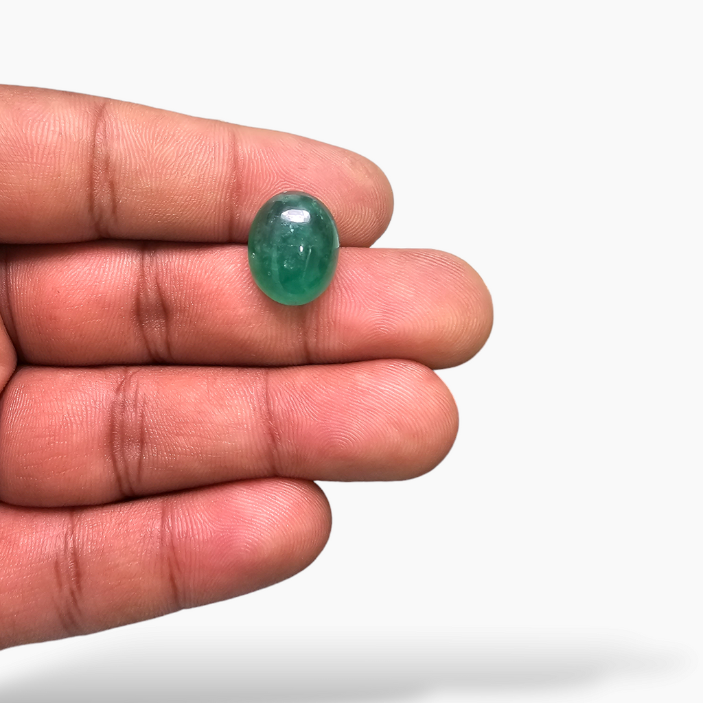 Natural Zambian Emerald Stone 9.2 Carats Oval Cabochon 15x12 mm 