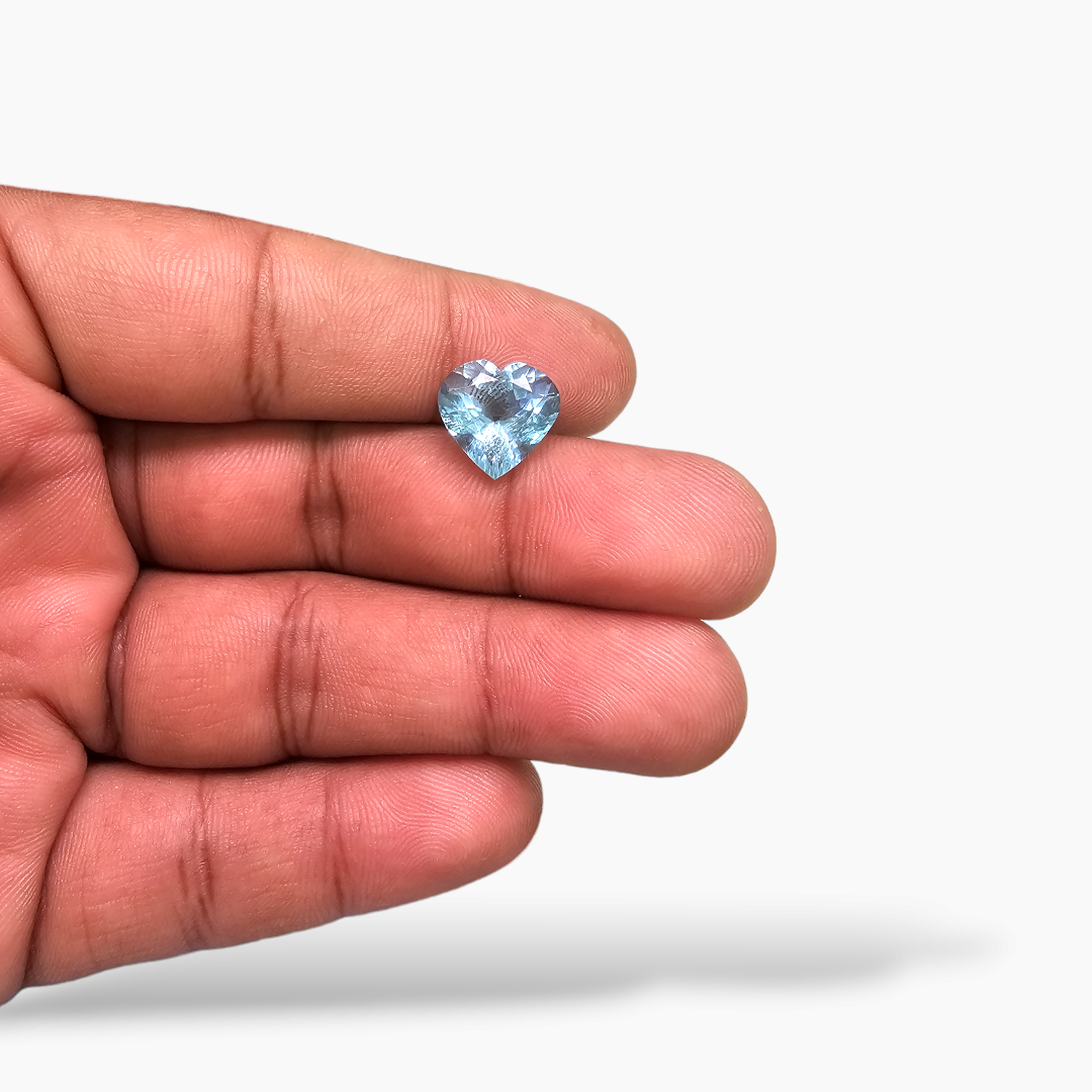 Natural Aquamarine Stone 4.67 Carats Heart Shape 11.7 x 11.8 mm 