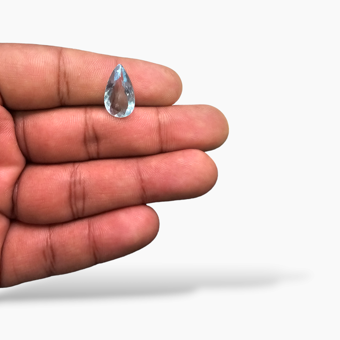 Natural Aquamarine Stone 9.42 Carats Pear Shape  16.9 x 9 mm