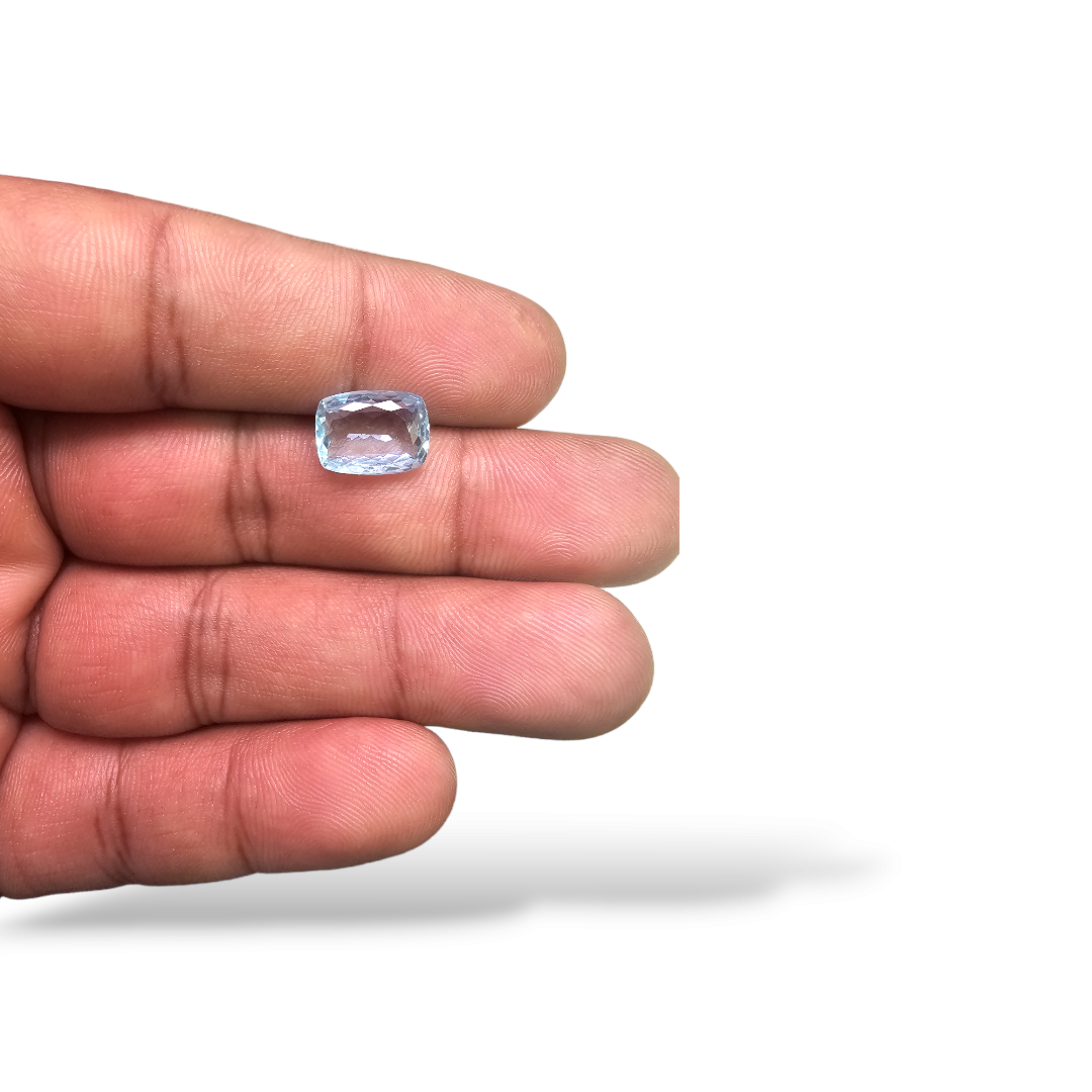 Natural Aquamarine Stone 2.6 Carats Cushion Shape 11 x 8 mm