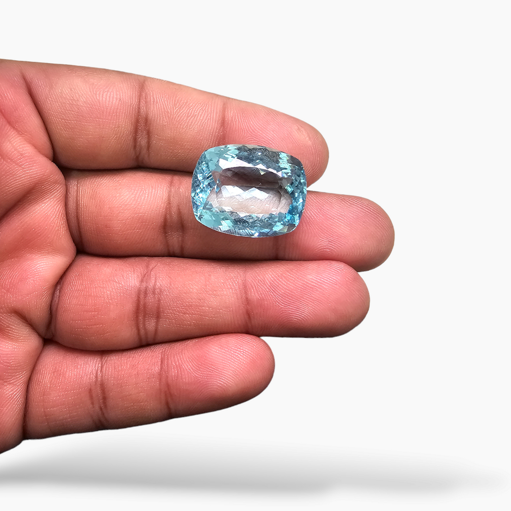 Natural Aquamarine Stone 26.90 Carats Cushion Cut (22 x 17.6 mm)
