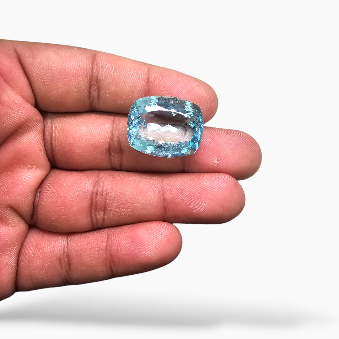Natural Aquamarine Stone 26.90 Carats Cushion Cut (22 x 17.6 mm)