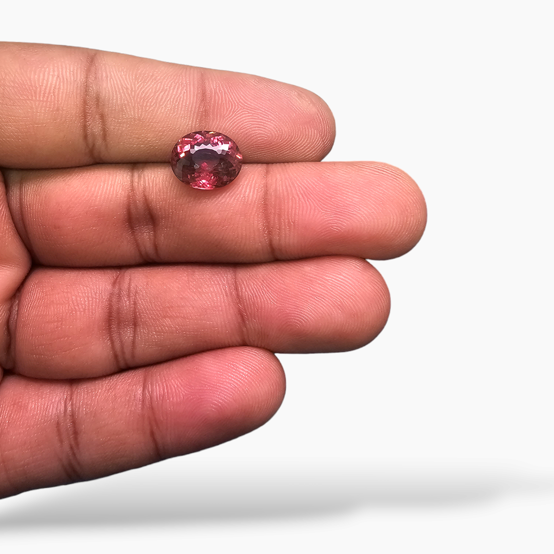 loose Natural Pink Tourmaline Stone 4.05 Carats Oval Shape (11.4 x 9.5 mm)