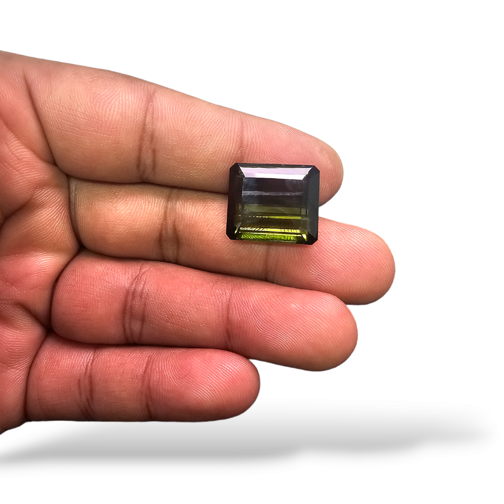 loose Natural Green Tourmaline Stone 20.65 Carats Emerald Cut (10  mm) 