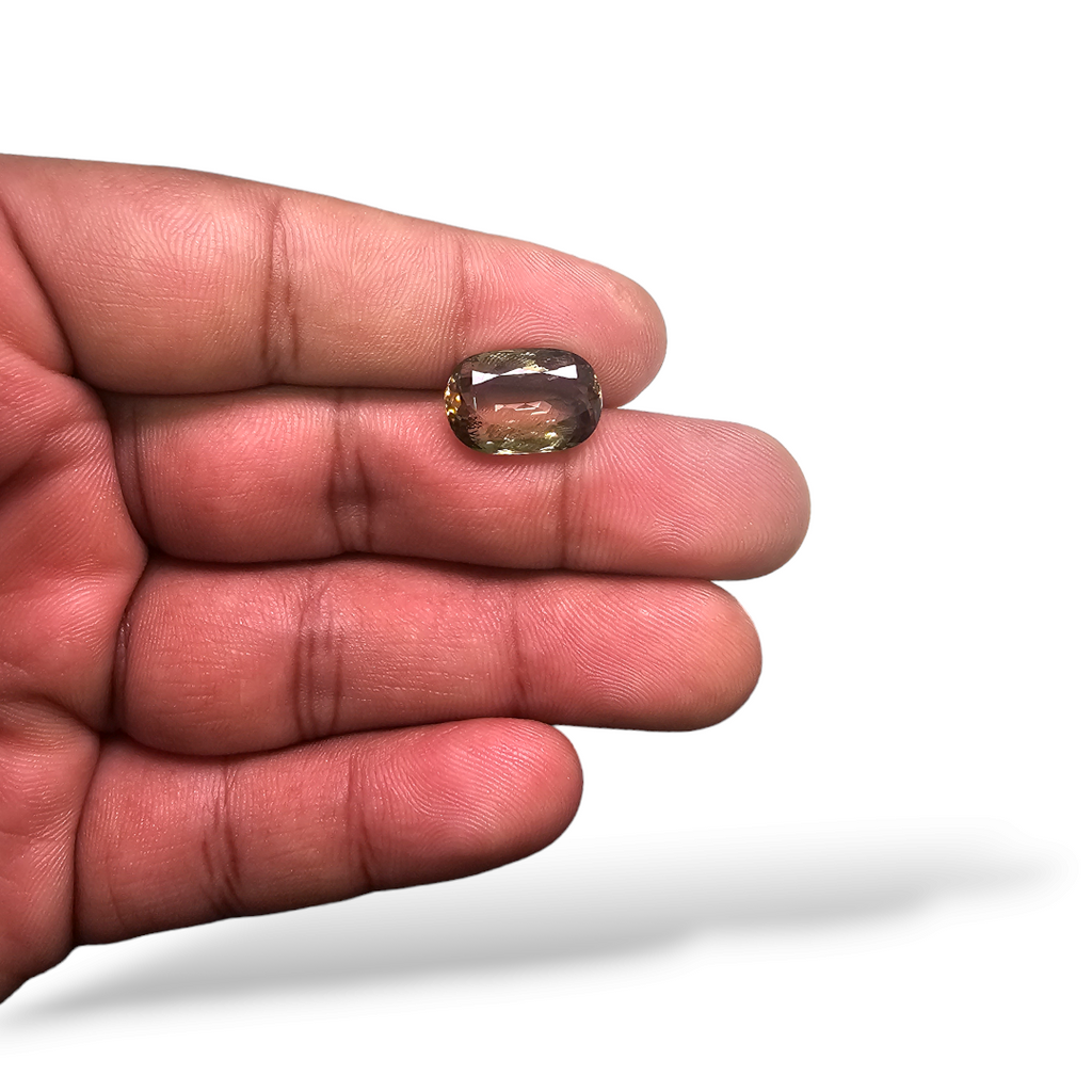 loose Natural Bi Color Tourmaline Stone 8.14 Carats Cushion Cut (15 x 10 mm)