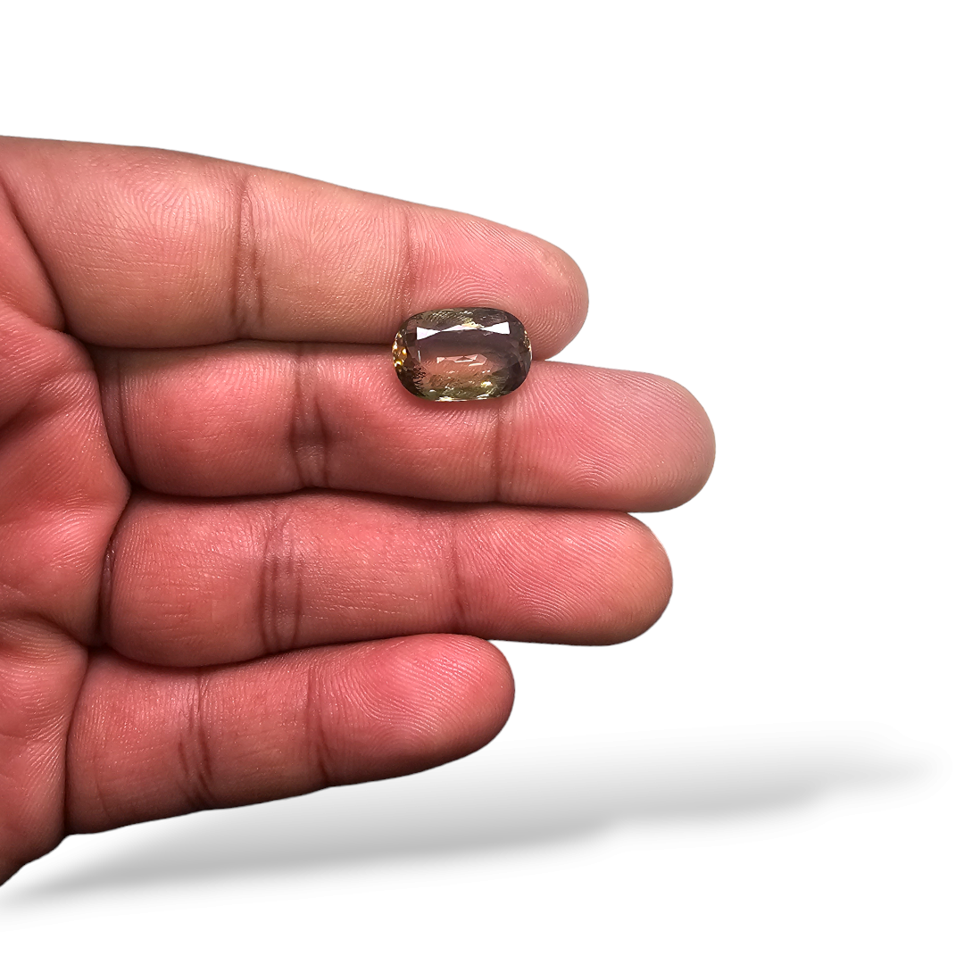 loose Natural Bi Color Tourmaline Stone 8.14 Carats Cushion Cut (15 x 10 mm)