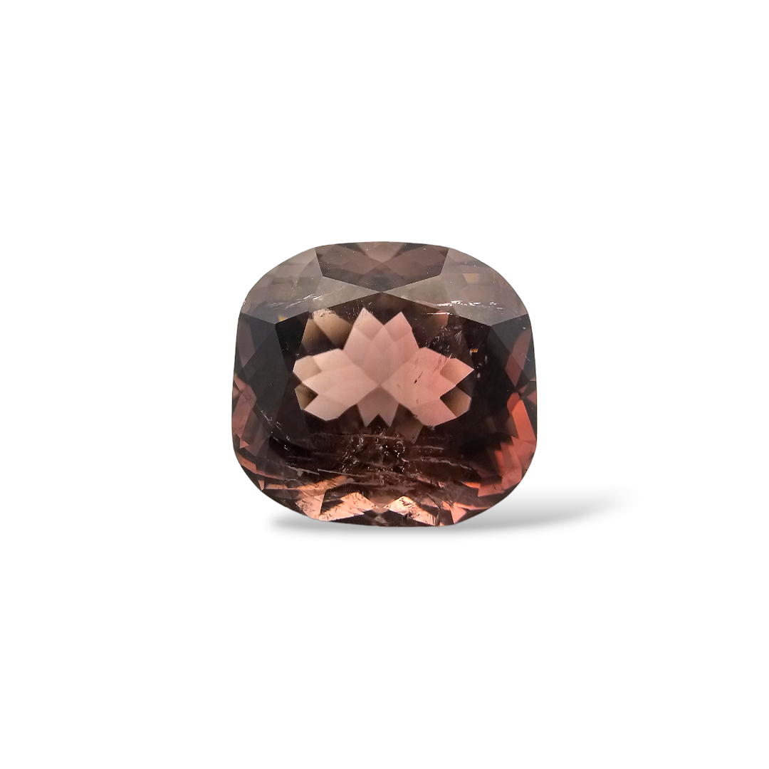 Natural Brown Pink Tourmaline Stone 13.33 Carats Cushion Cut (14.2 x 13.1 mm)