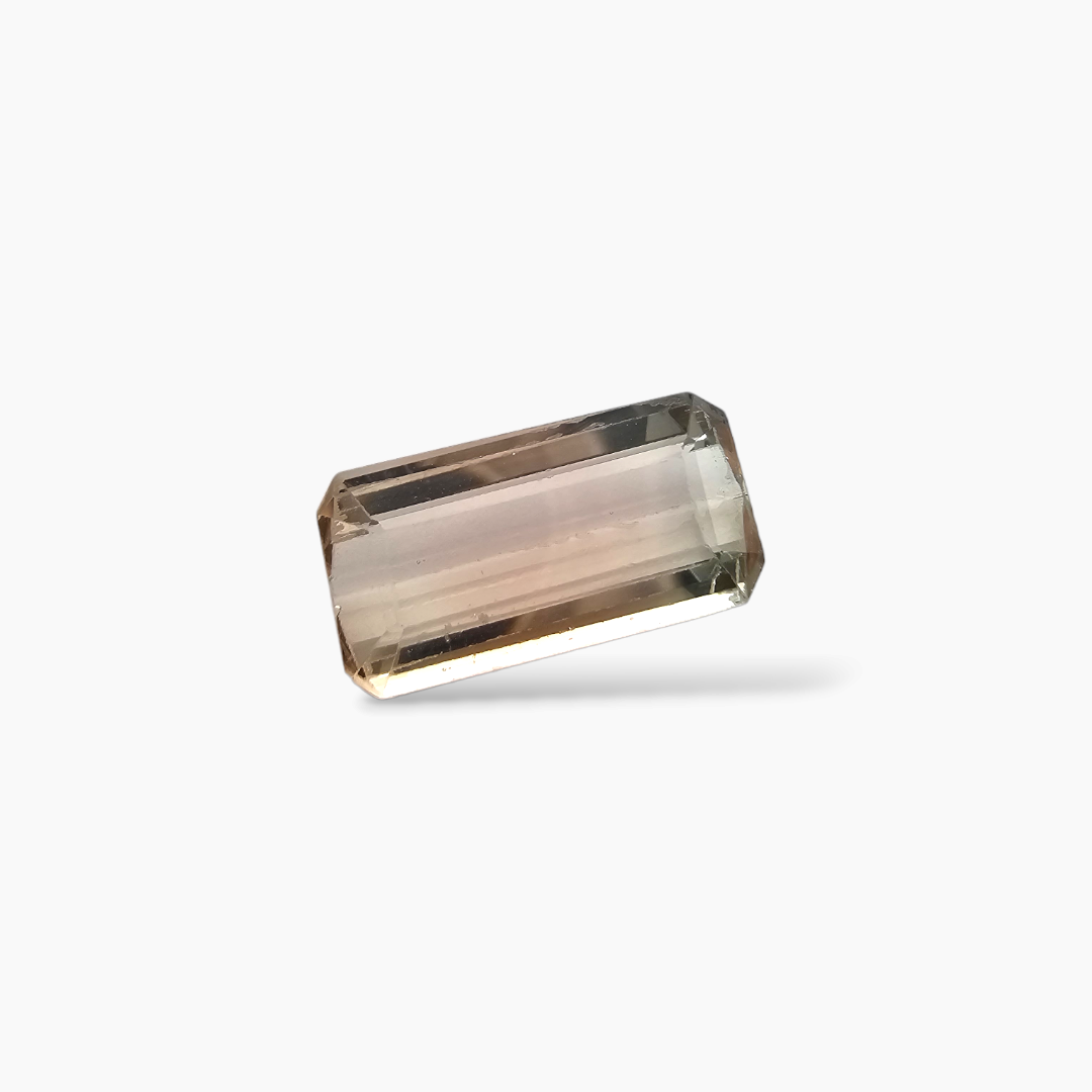 online Natural Bi Color Tourmaline Stone 4.17 Carats Emerald Cut (13.9x7.3 mm)