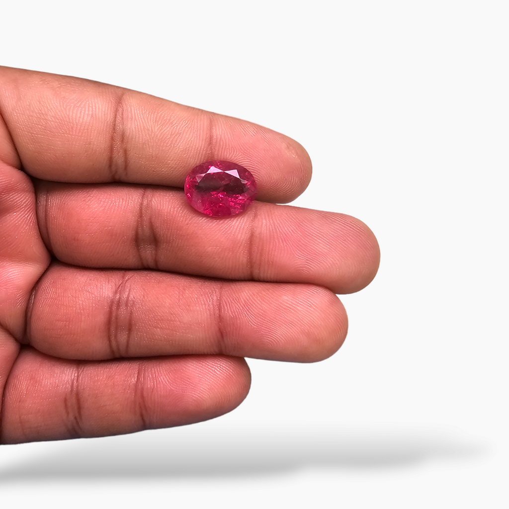 loose Natural Rubellite Tourmaline Stone 6.97 Carats Oval Cut (14 x 11 mm)
