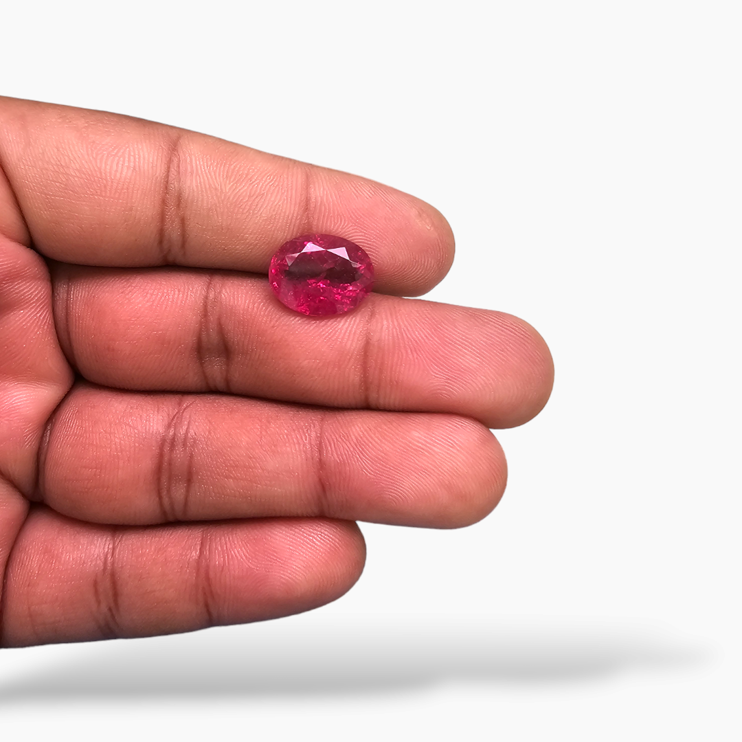 loose Natural Rubellite Tourmaline Stone 6.97 Carats Oval Cut (14 x 11 mm)