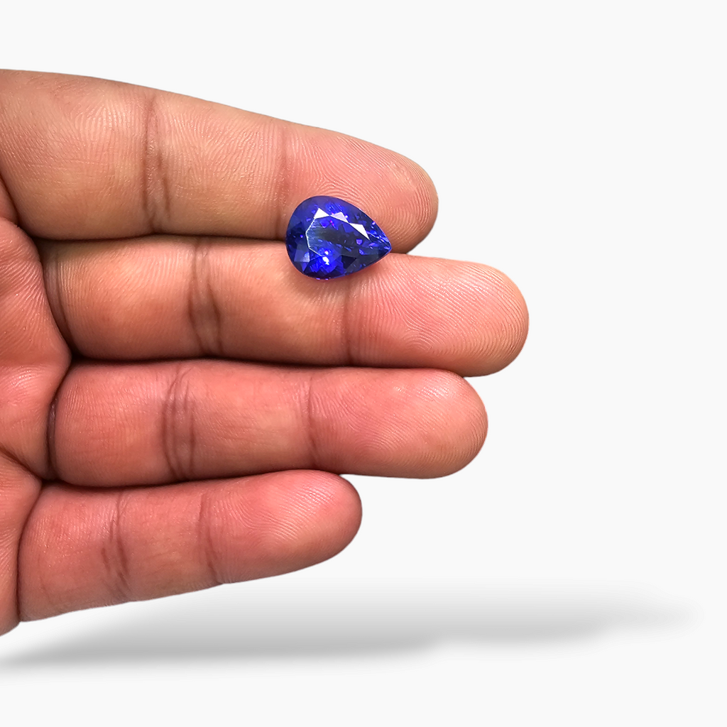 loose Natural Blue Tanzanite Stone 8.07 Carats Pear Cut (14 x 11mm)