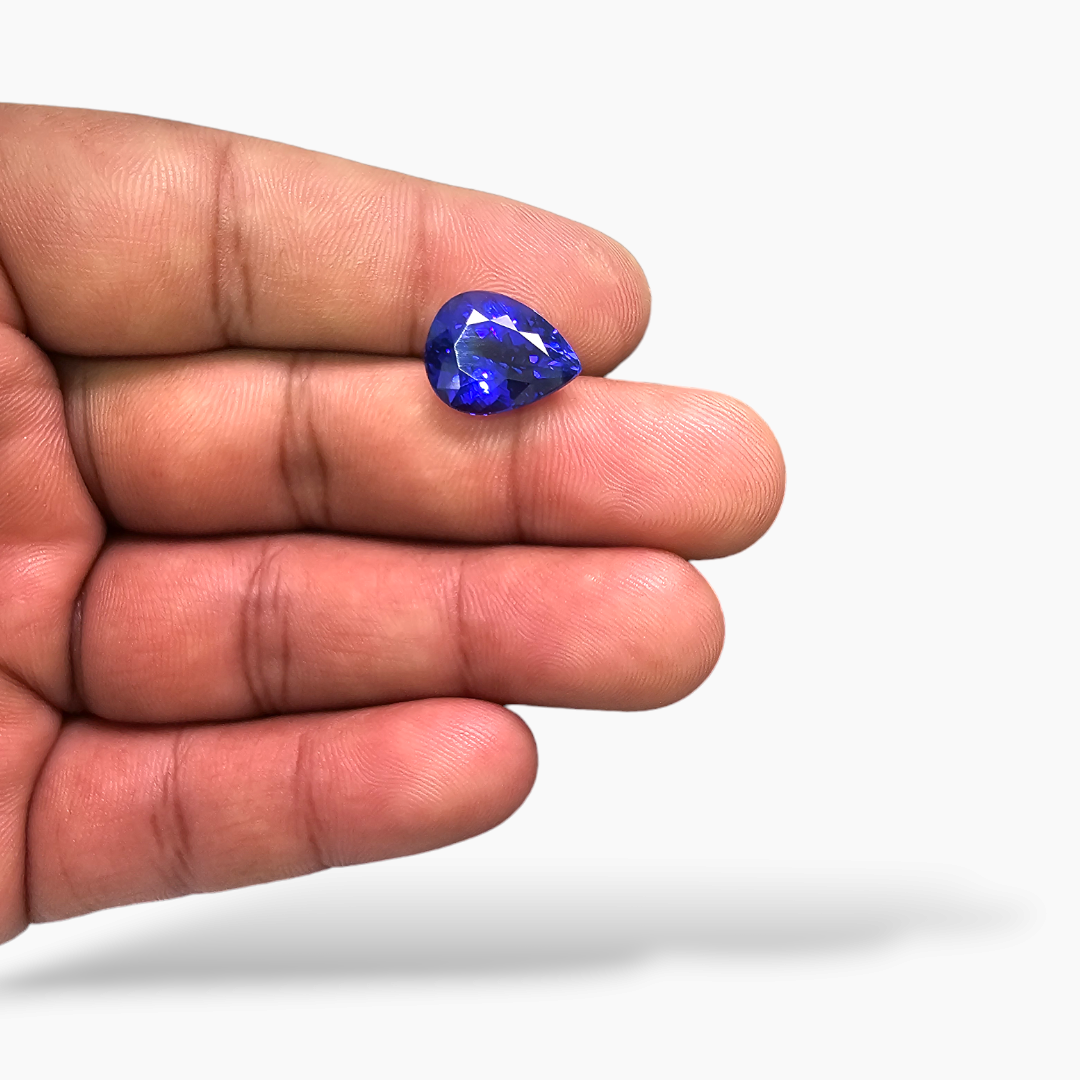 loose Natural Blue Tanzanite Stone 8.07 Carats Pear Cut (14 x 11mm)