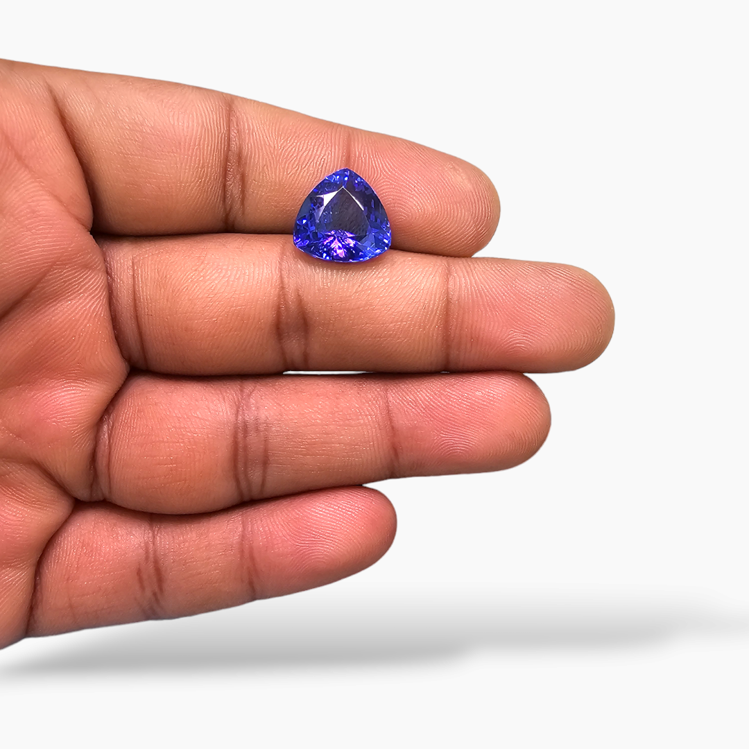 Natural Blue Tanzanite Stone 8.21 Carats Trilliant Cut (13 mm)
