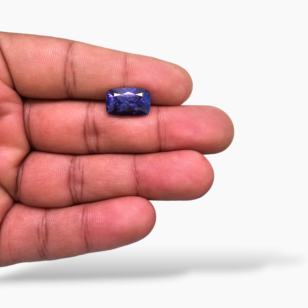 loose Natural Blue Tanzanite Stone 7.80 Carats Cushion Cut (14 x 9.1 mm) 