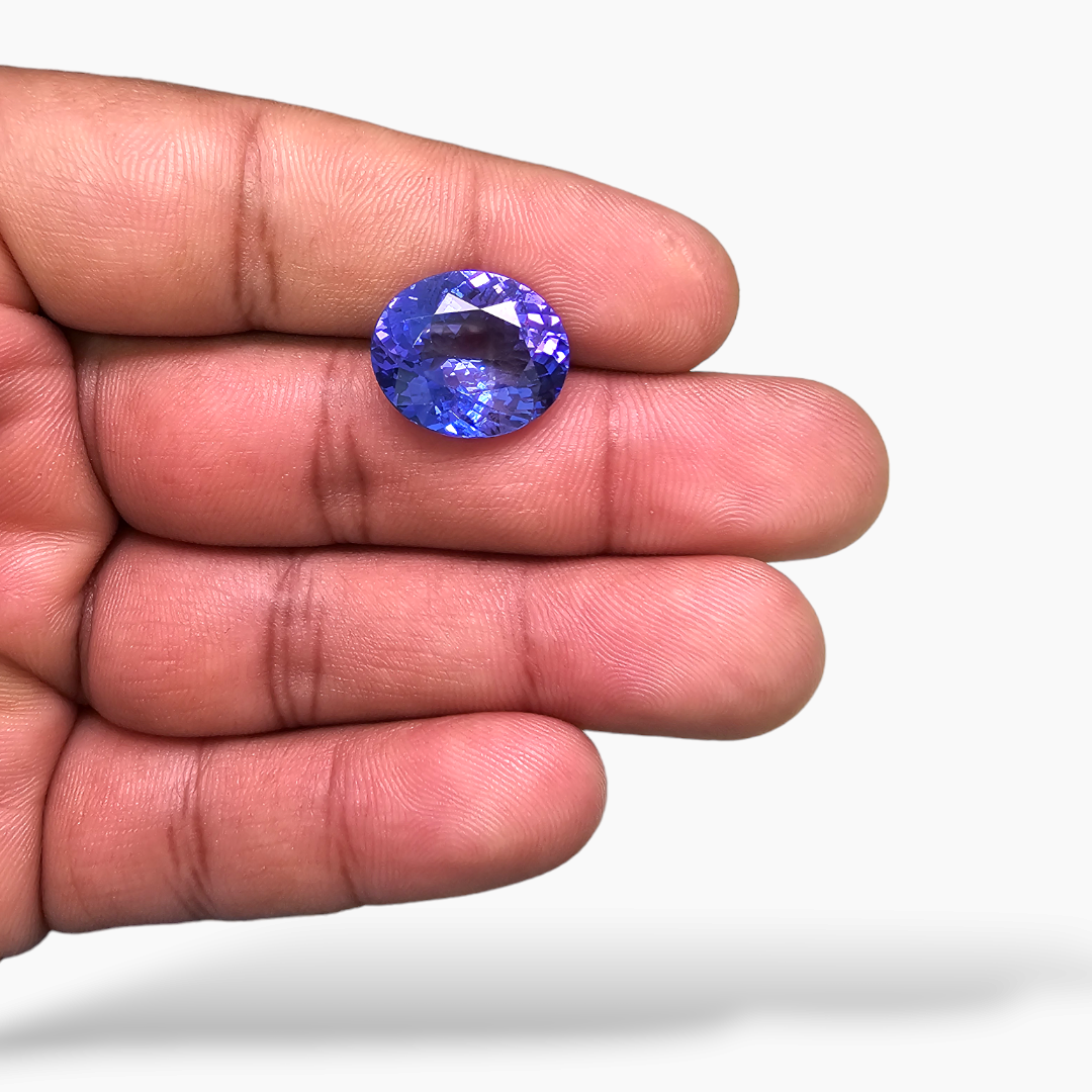 Natural Blue Tanzanite Stone 11.34 Carats Oval Cut (15.7 x 13.3 mm)