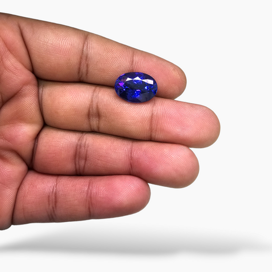 loose Natural Blue Tanzanite Stone 10.07 Carats Oval Cut (15.2 x 11 mm)