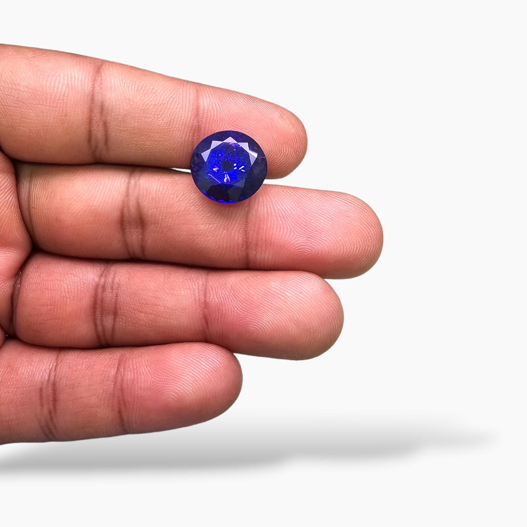 Natural Blue Tanzanite Stone 10.7 Carats Round Cut (13 mm)