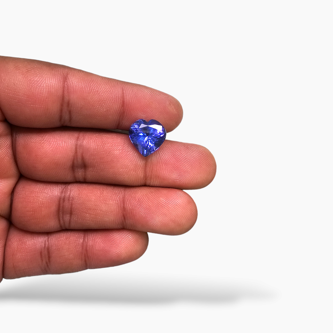 Natural Blue Tanzanite Stone 6.17 Carats Heart Cut (11.9 x 12 mm)