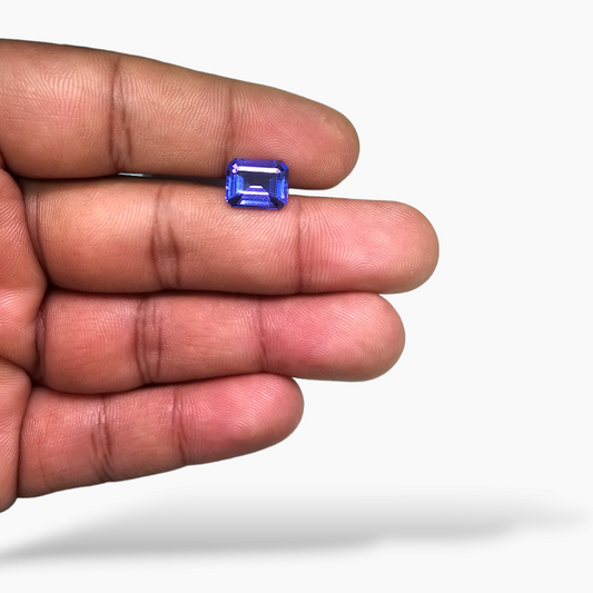 loose Natural Blue Tanzanite Stone 3.21 Carats Emerald Cut (10 x 8 mm) 