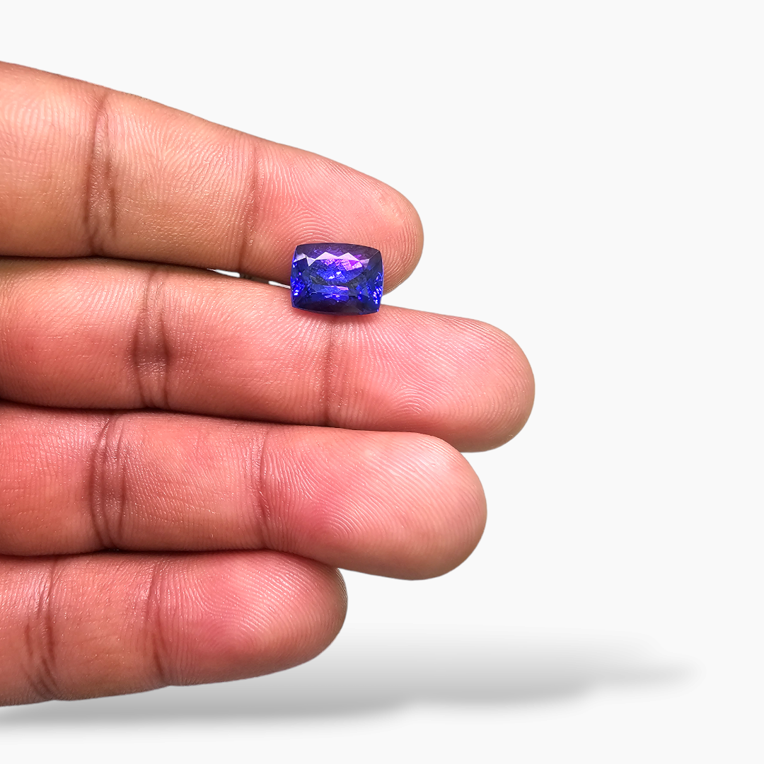 loose Natural Blue Tanzanite Stone 5.13 Carats Cushion Cut (10.7 x 8.4 mm)