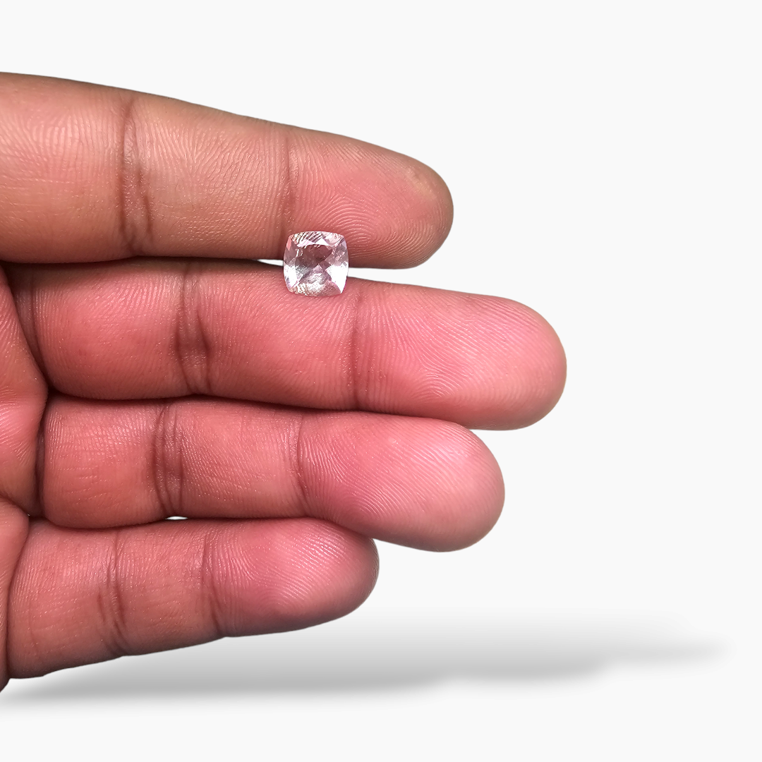 loose Natural Pink Morganite Stone 1.63 Carats Cushion Cut (8 mm)