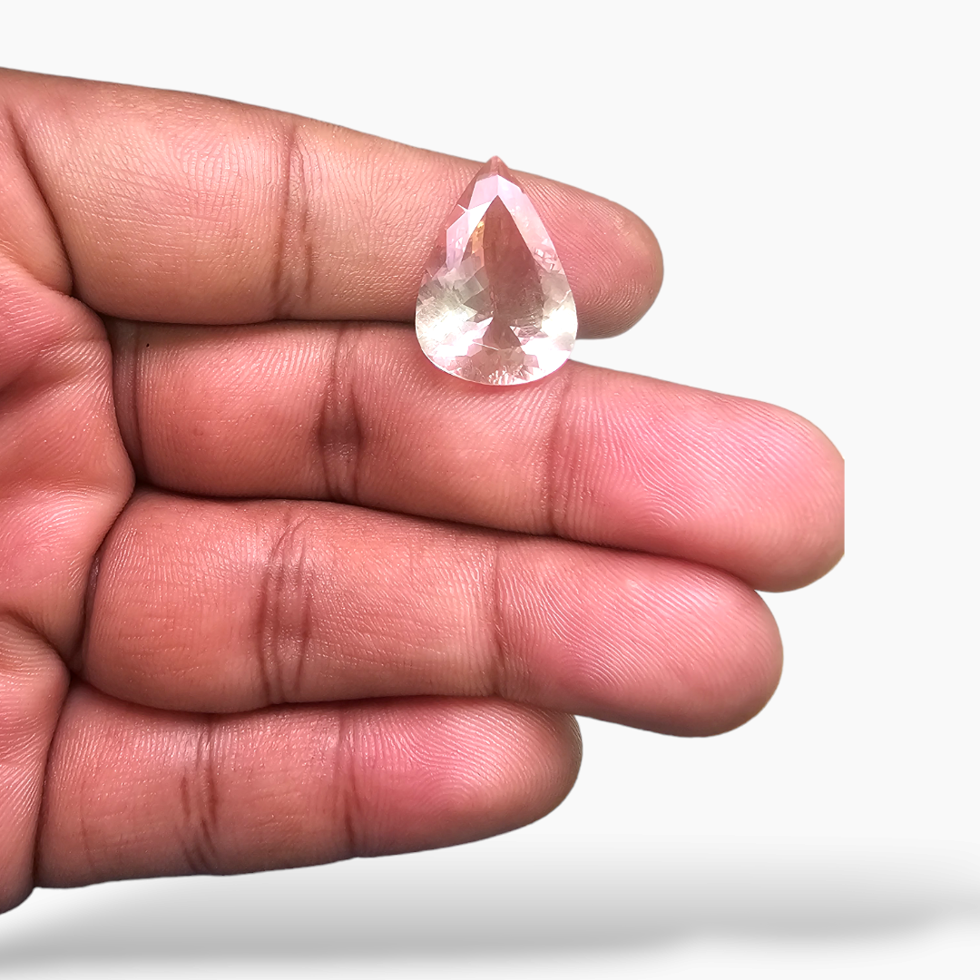 loose Natural Peach Morganite Stone 10.17 Carats Pear Cut (21.2 x 14.3 mm)