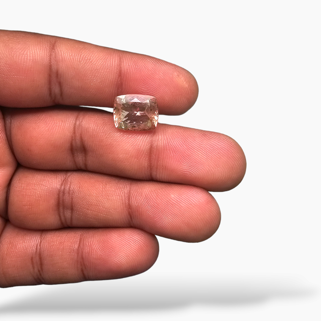 loose Natural Peach Morganite Stone 6.28 Carats Cushion Cut (13 x 9.8 mm)