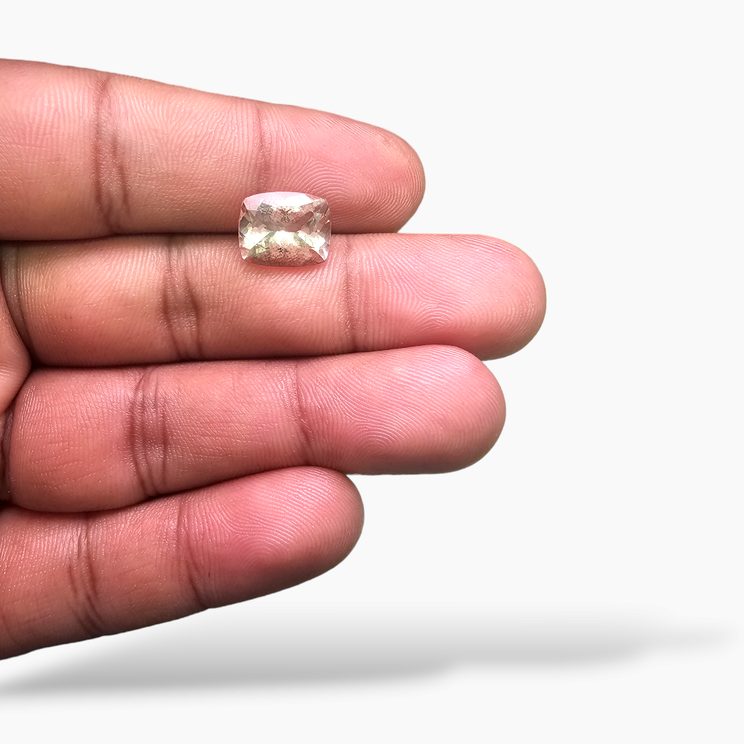 loose Natural Peach Morganite Stone 3.90 Carats Cushion Cut (11x9 mm)