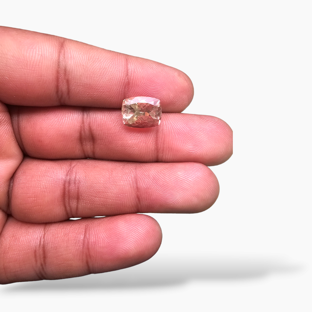 loose Natural Peach Morganite Stone 4.45 Carats Cushion Cut (11x9  mm) 