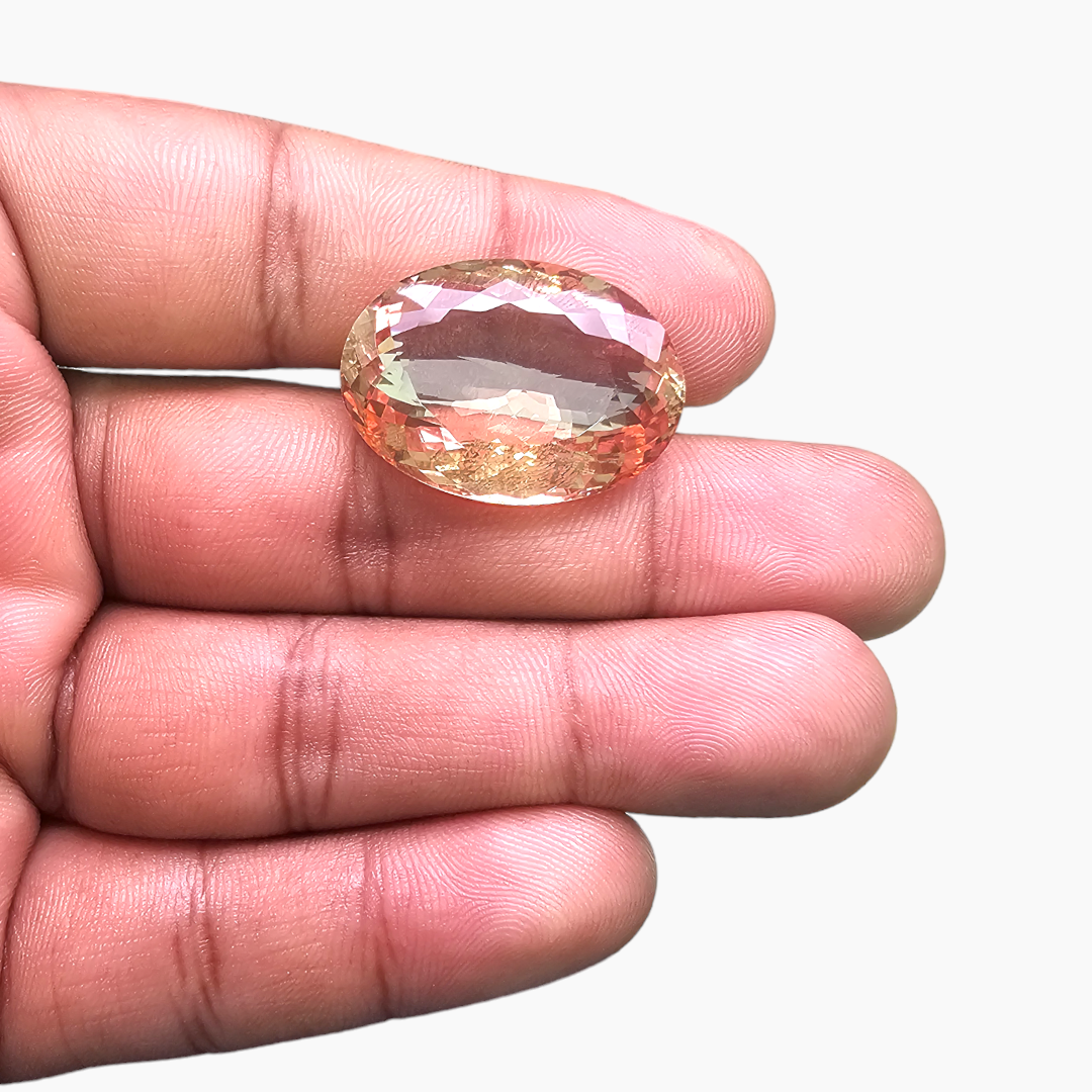 online Natural Peach Morganite Stone 30.45 Carats Oval Cut (25.5x18.5 mm) 