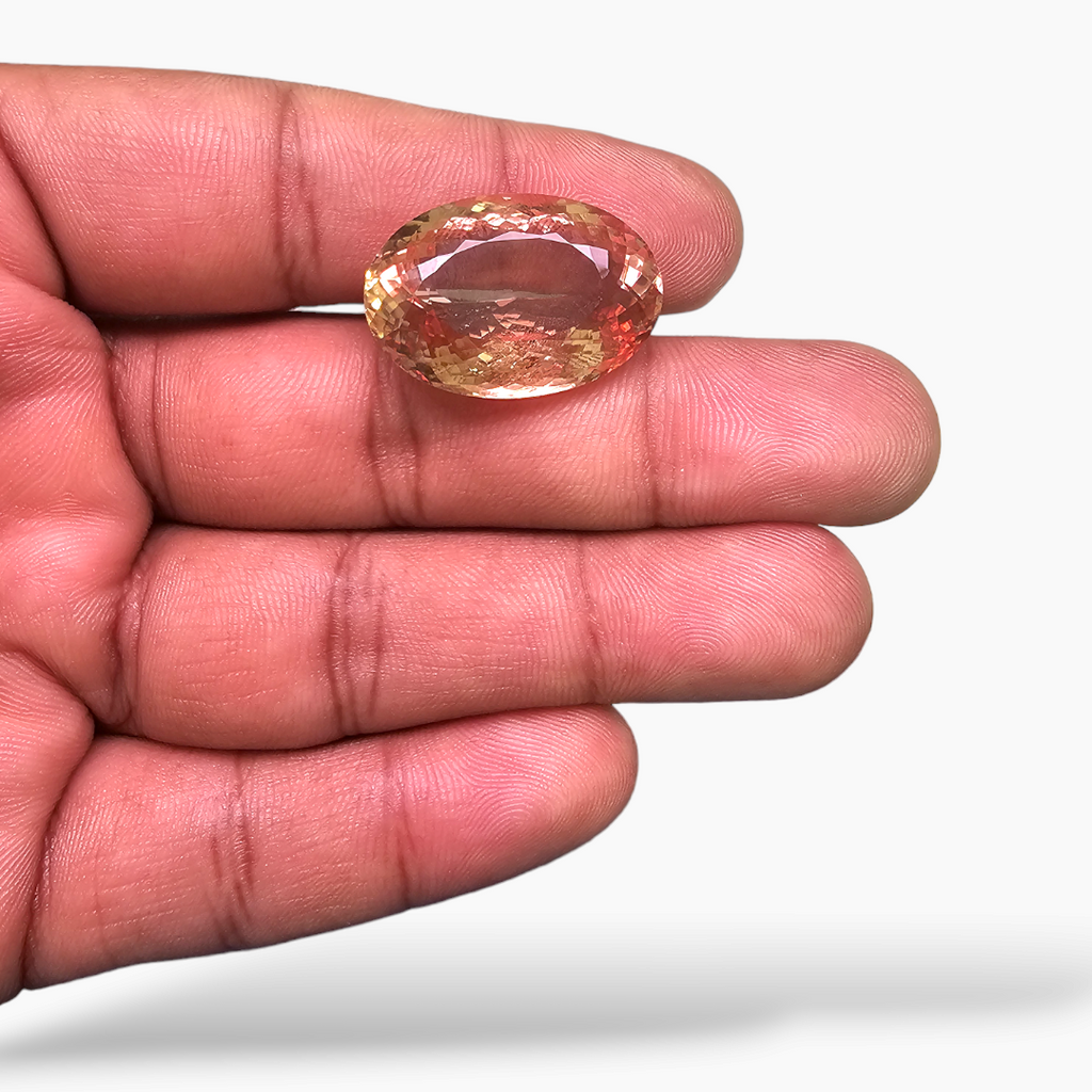 Natural Peach Morganite Stone 26.86 Carats Oval Cut ( 24.3x14.8 mm )