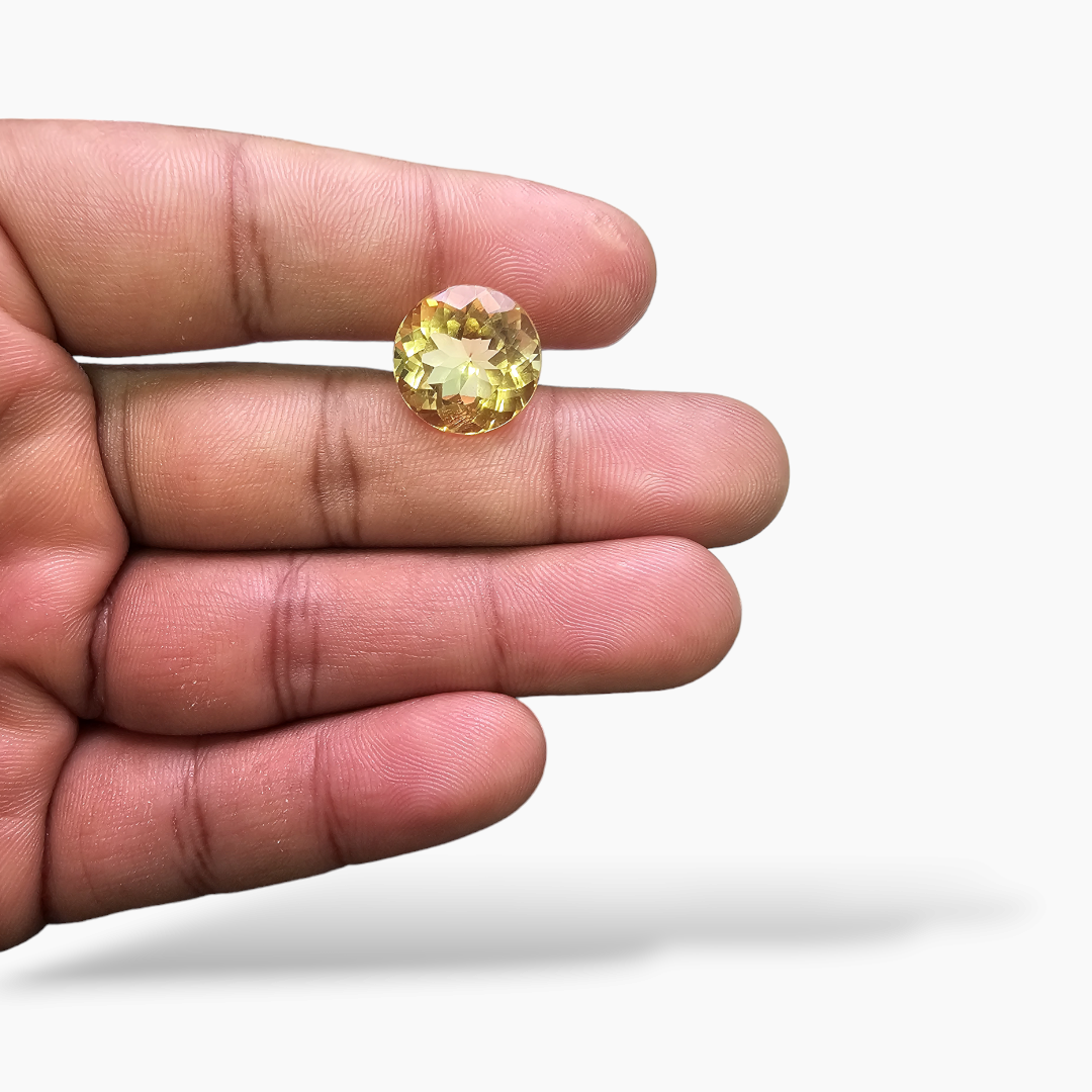 loose Natural Citrine Stone 9.76 Carats Round Cut (14 mm)
