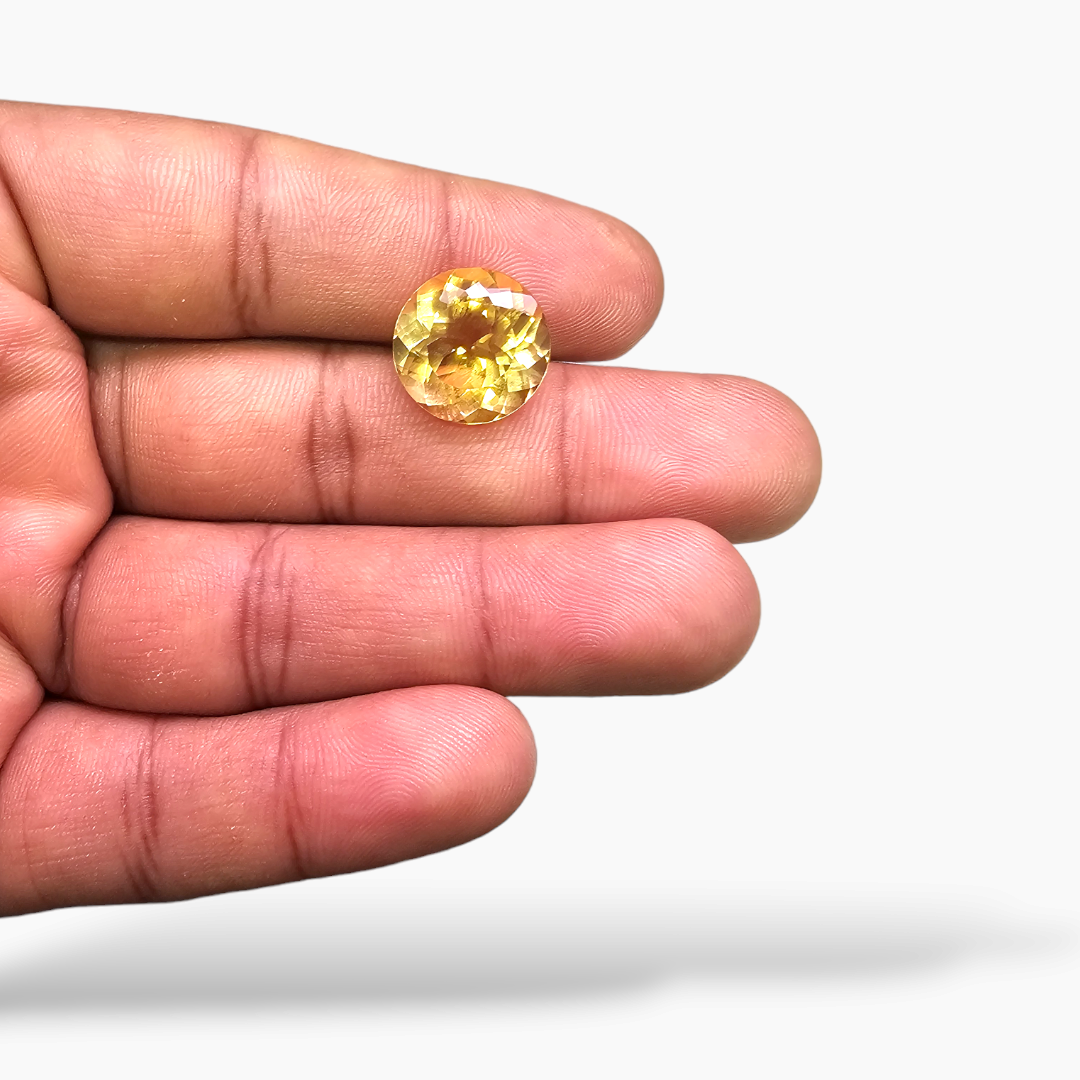 loose Natural Citrine Stone 9.23 Carats Round Cut (14 mm)